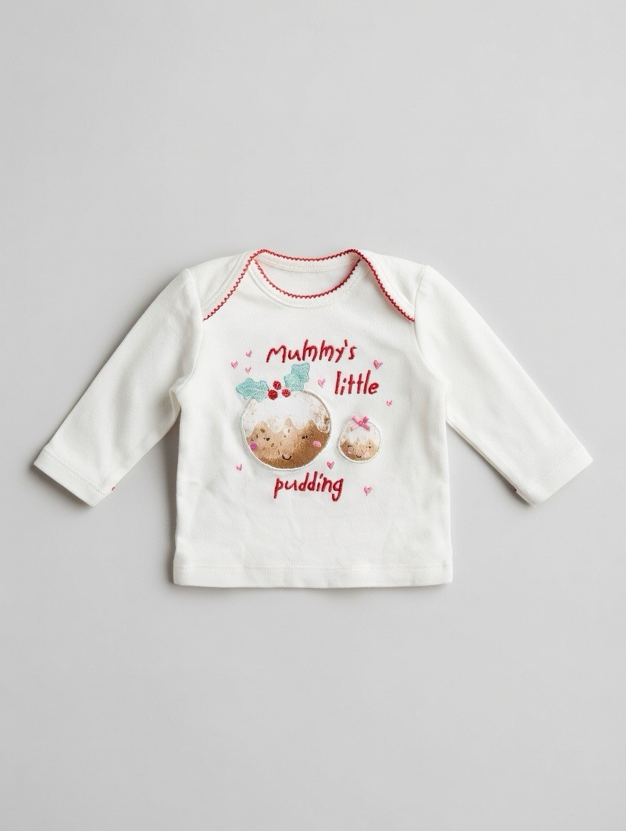 Baby Unisex George ‘Mummy’s Little Pudding’ Long Sleeve T-Shirt Size 0-3 Months