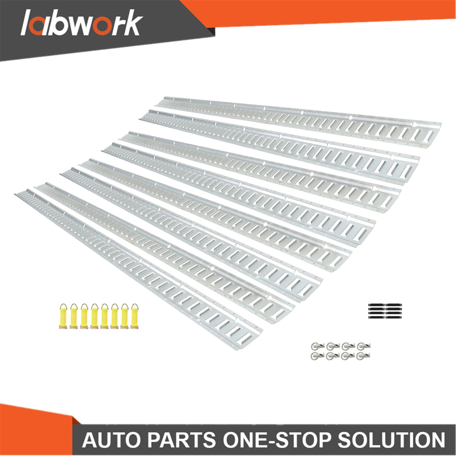 Labwork 32 Pack 8' E Track Tie Down Rail Kit 8x 8' E-Track 8x O-Rings 8x D-Rings