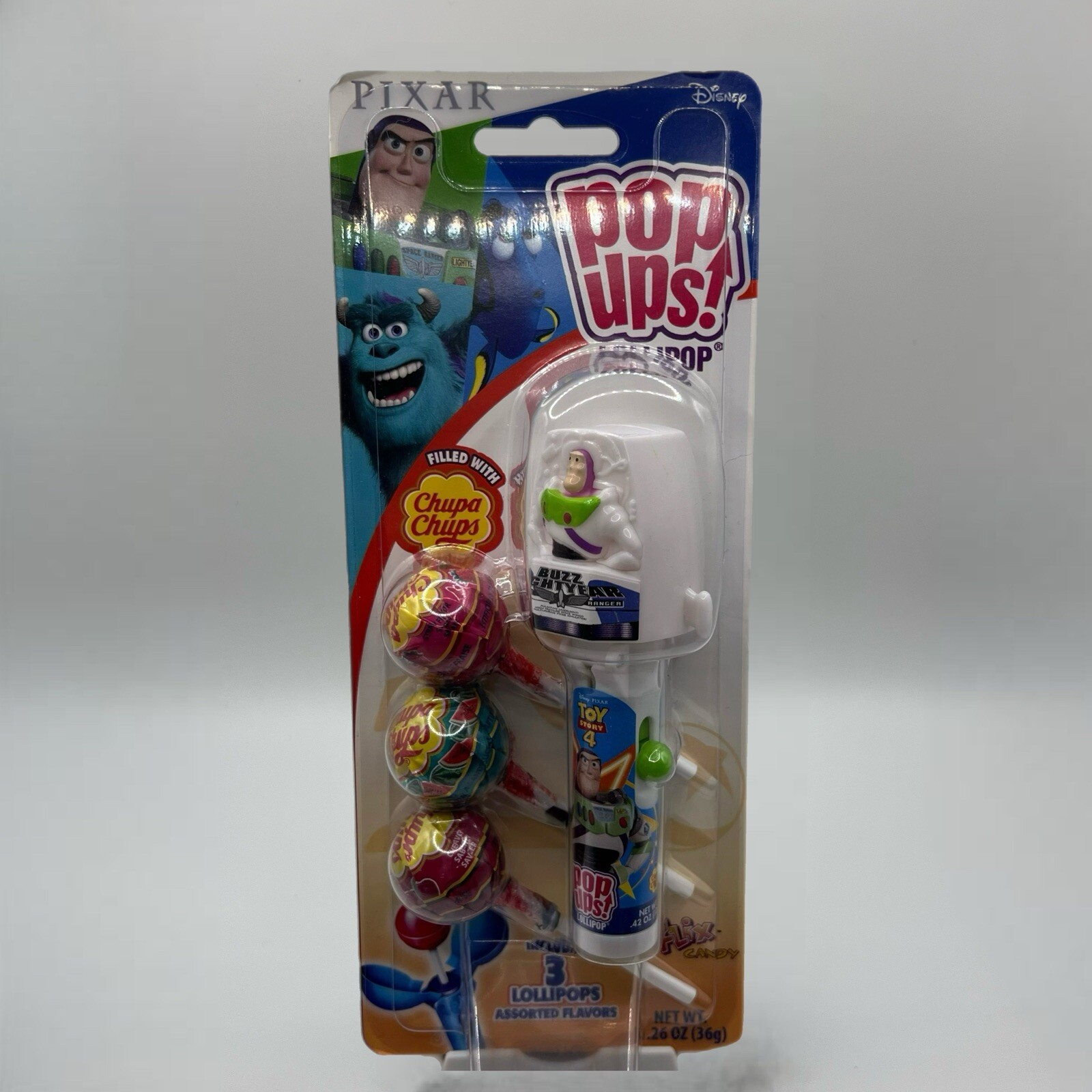 Pixar Pop Ups! Toy Story 4 Buzz Lightyear Lollipop Dispenser Chupa Chups NEW