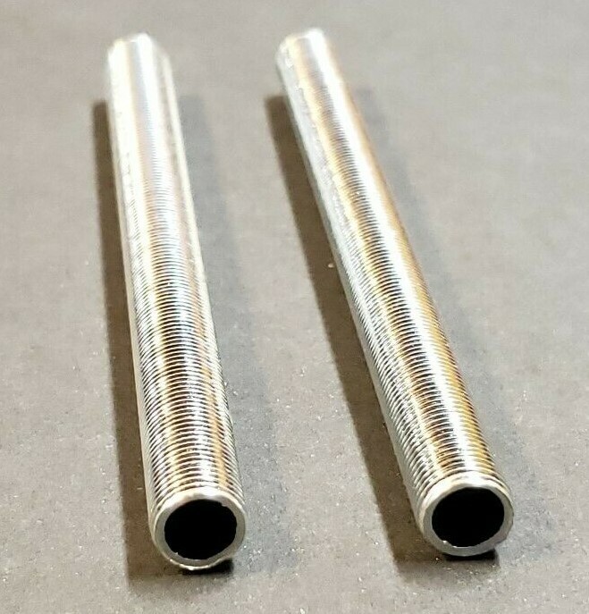 SET OF 2 ZINC PLATED ALL THREAD STEEL 5" LAMP NIPPLES LAMP PART NEW 57083J