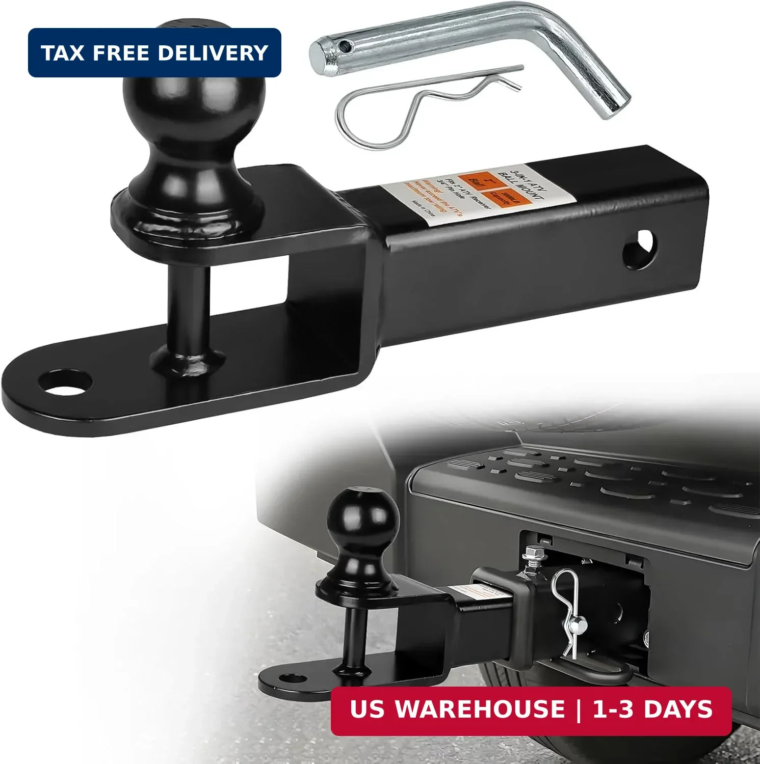 Donext ATV/UTV Trailer Hitch, Towing Ball Mounts with 2" Ball, Tow Hitch with Pi