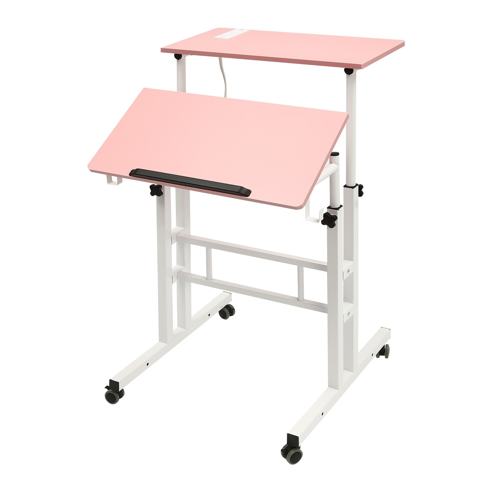 Rolling Laptop Desk Adjustable Height Office Laptop Table Stand up Workstation