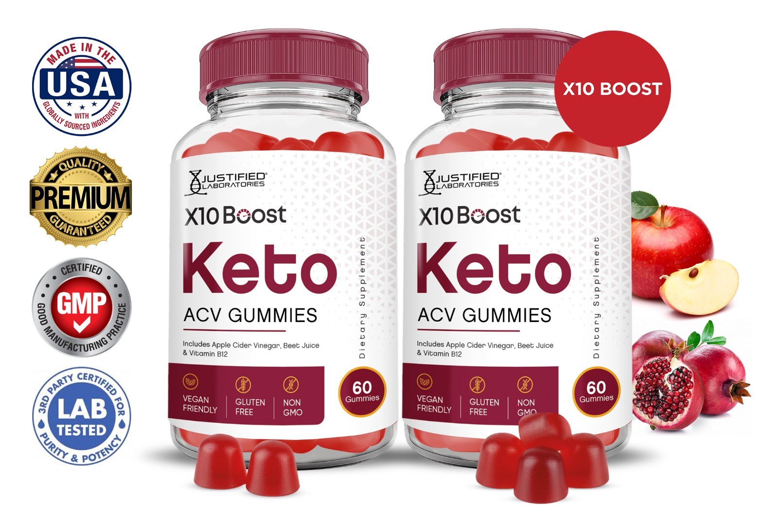 X10 Boost Keto ACV Gummies 1000MG Apple Cider Vinegar 120 Gummys