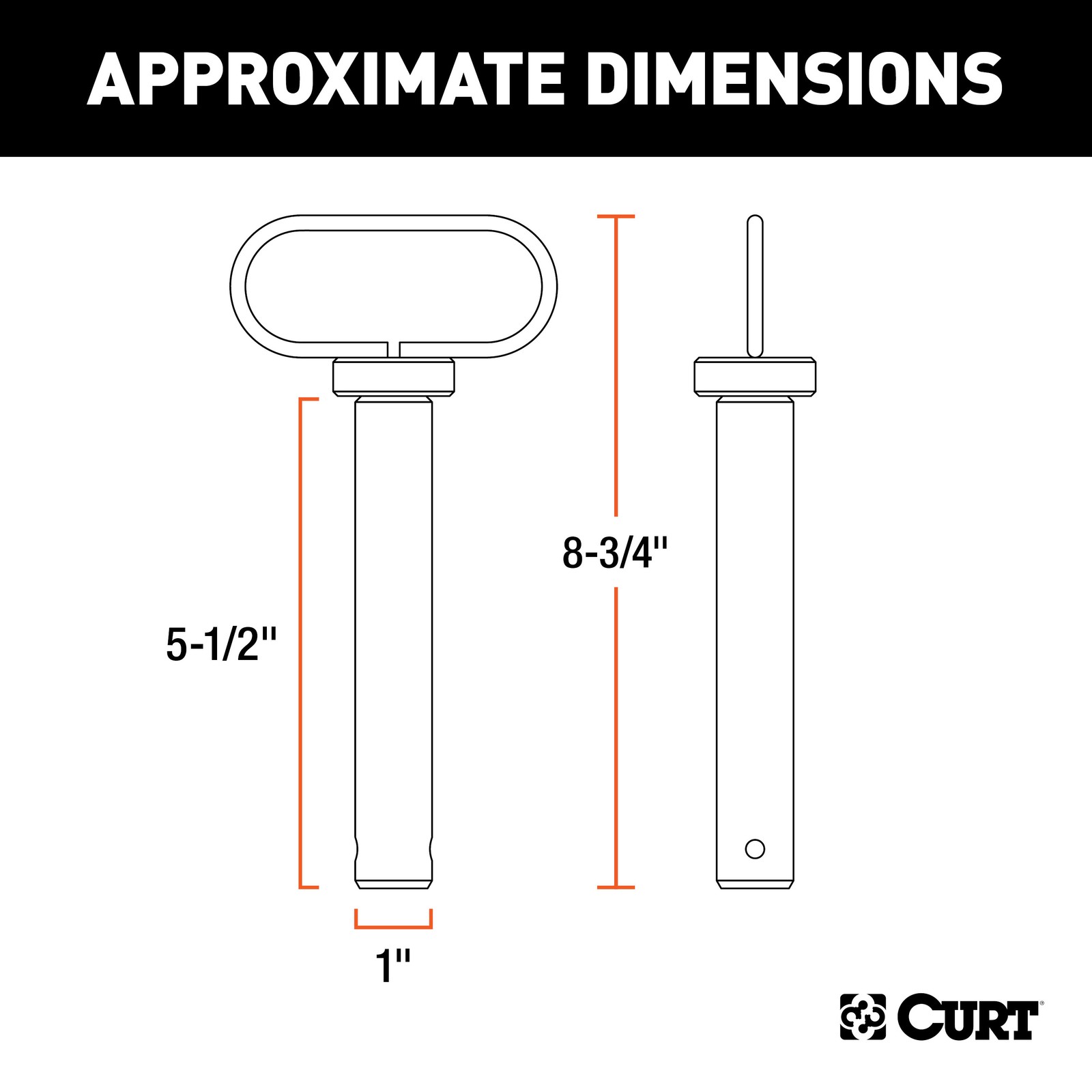 Curt-1" Clevis Pin with Handle and Clip
