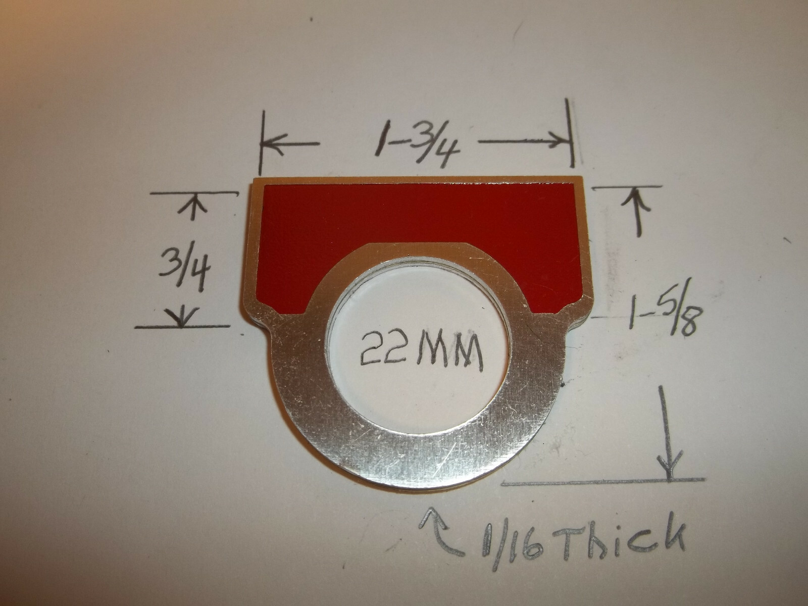 Pushbutton Legend Plate  Name Plate 22mm U blank red ALUMINUM (4PCS) SPRECHER