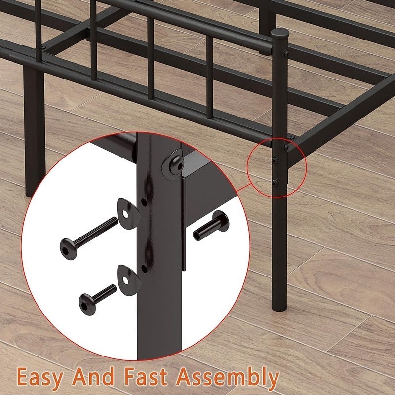 Twin Bed Frame Alloy Steel Platform No Box Spring Easy Assembly Safe Design New