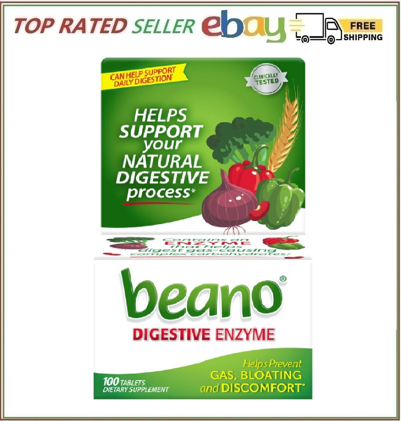 Beano Extra Strength Gas Relief Tablets 100 Count Vegetarian Antigas Support