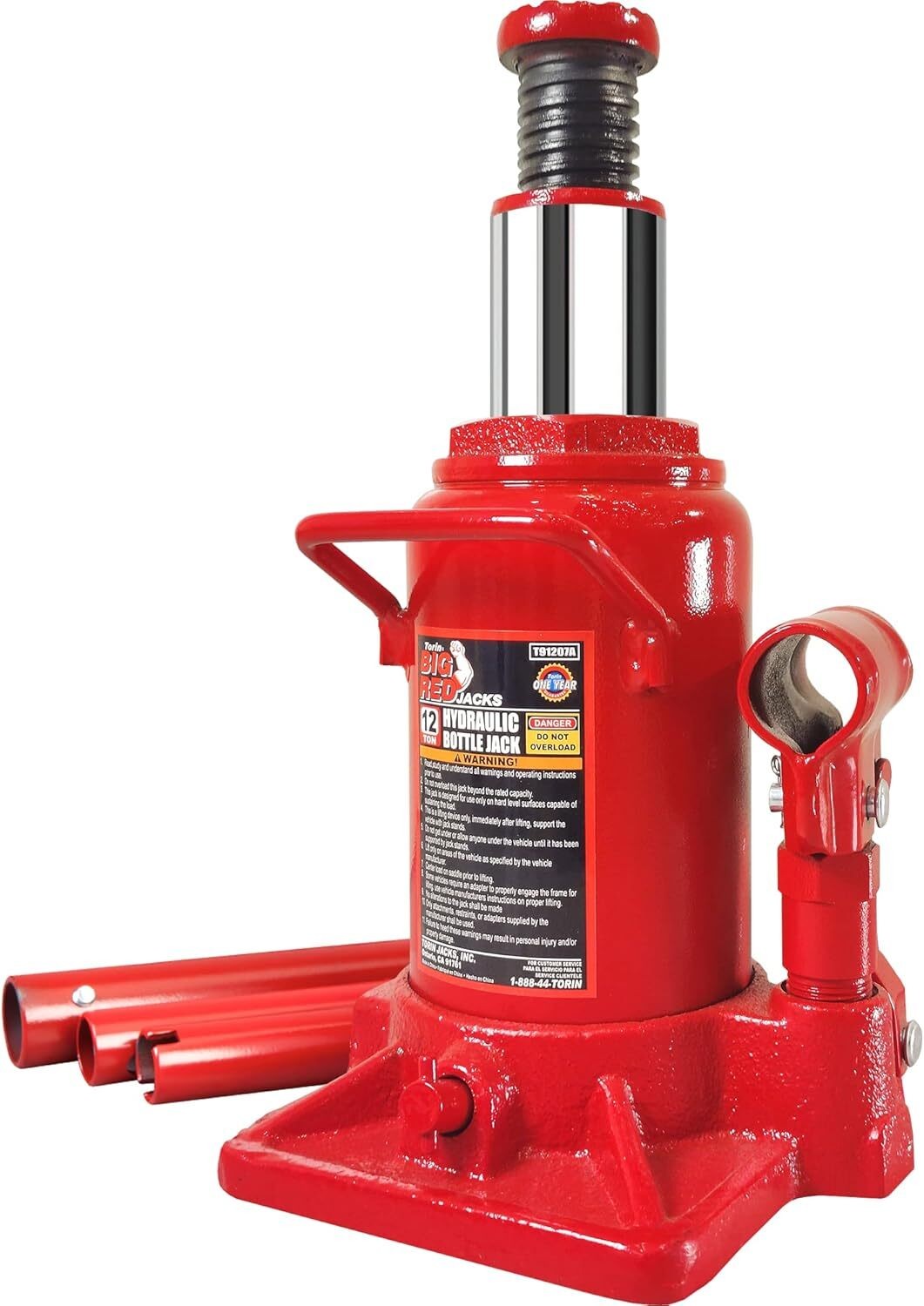 Torin Hydraulic Stubby Low Profile Welded Bottle Jack 12Ton (24,000 lb) Capacity