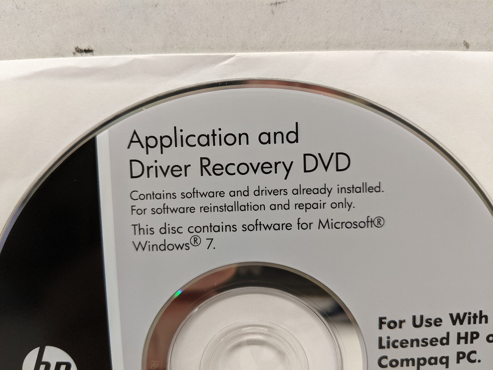HP Application & Driver Recovery DVD for Windows 7 - 809240-B22
