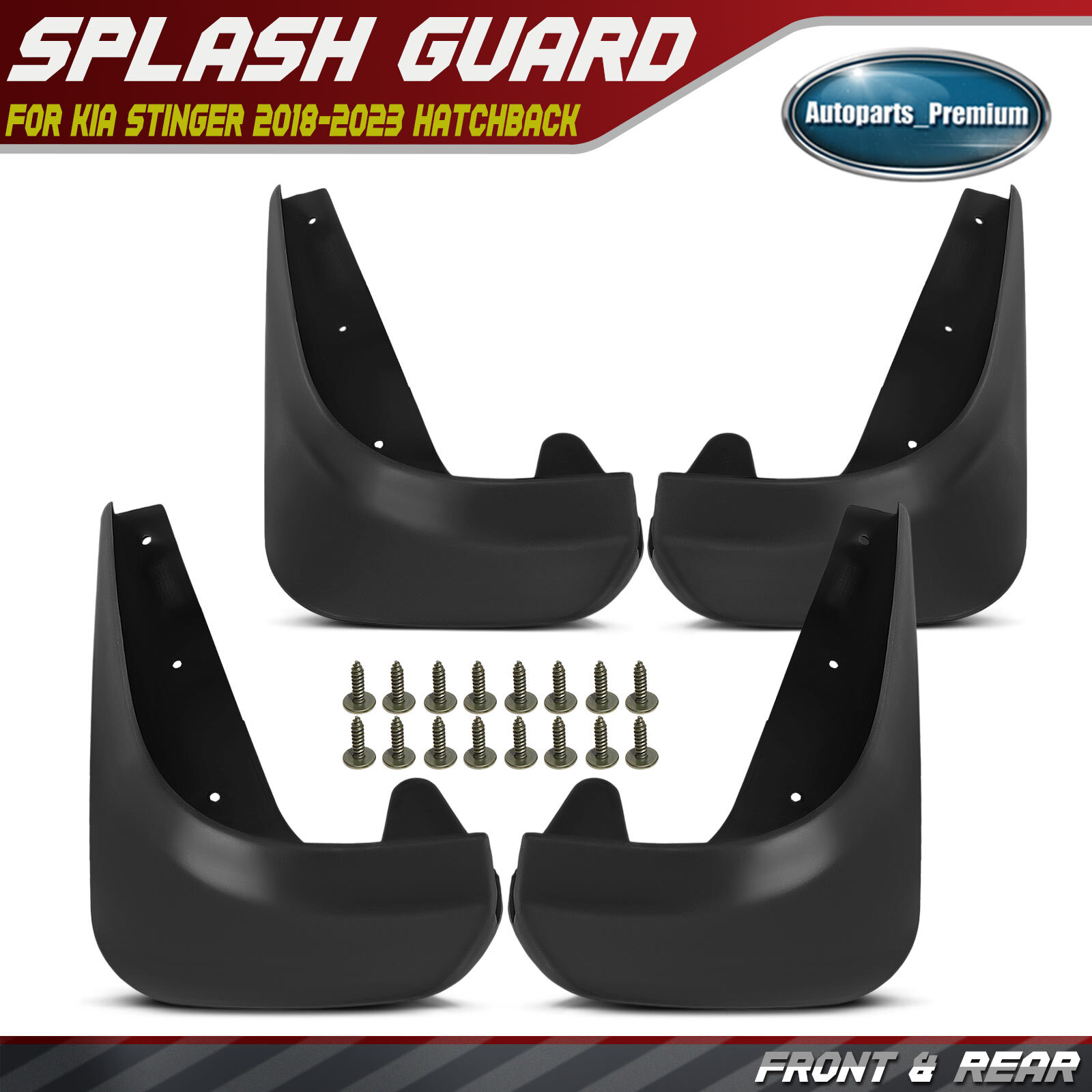 4Pcs Front & Rear Splash Guards Mud Flaps for Kia Stinger 2018-2023 Hatchback