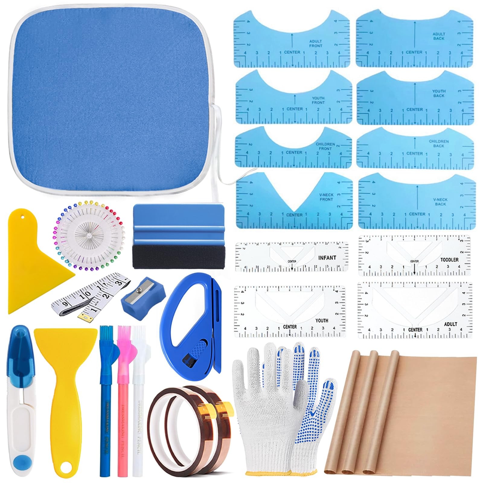 DNSGOOR Sublimation Shirts Tool Kits for Vinyl Alignment,Portable Pad blue
