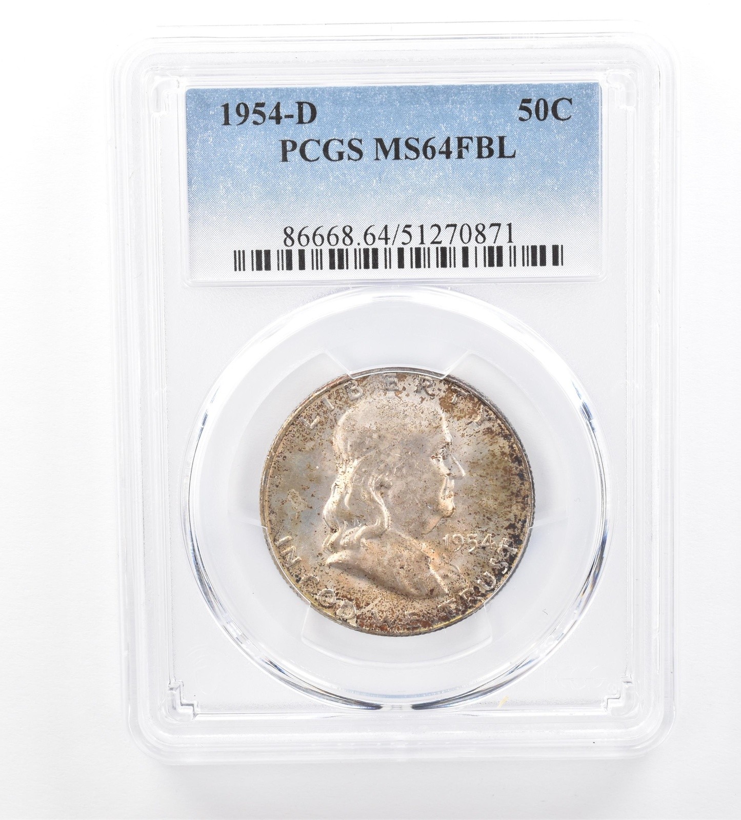 1954-D Franklin Half Dollar MS64 FBL PCGS Beautiful Tone *1753