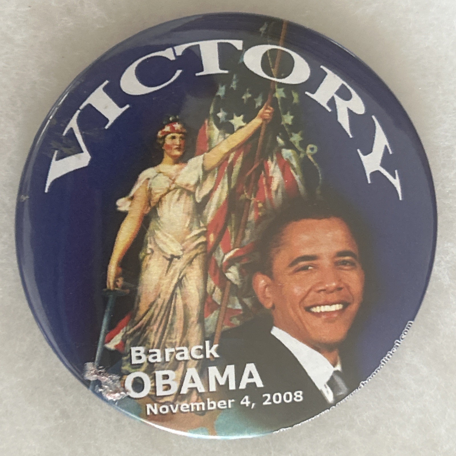 VICTORY Barack Obama November4, 2008   3” pinback button pin