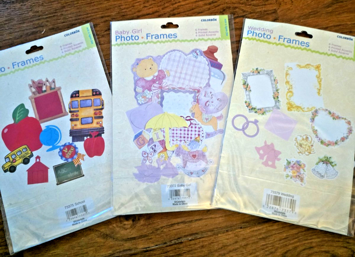 Scrapbooking Photo Frames Weddings, Baby Girl, School COLORBOK 6 Frames in each
