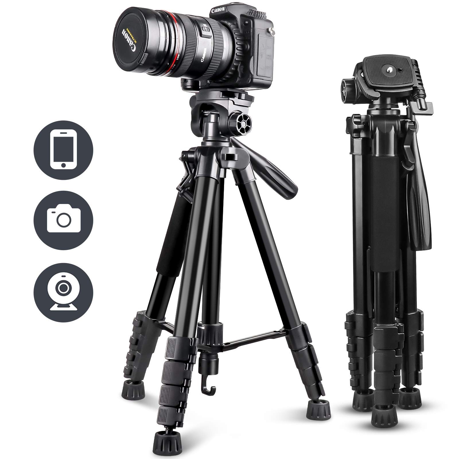 67” Camera Tripod with Travel Bag, Cell Phone Tripod with Bluetooth Remote an...