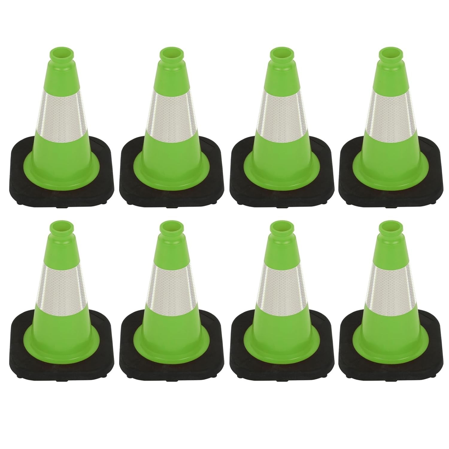 8Pack 12inch PVC Green Traffic Safety Cones  with Reflective Collars for Parking