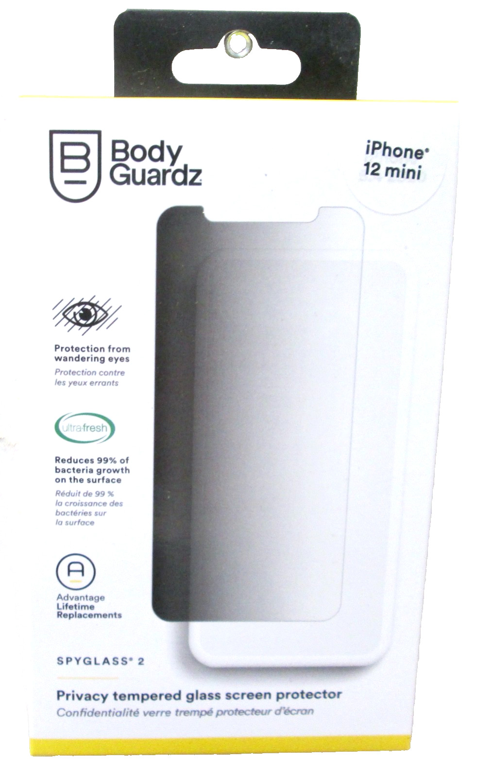 BodyGuardz SPYGLASS 2 iPhone 12/13 Mini 5.4" Privacy Tempered Glass Protector