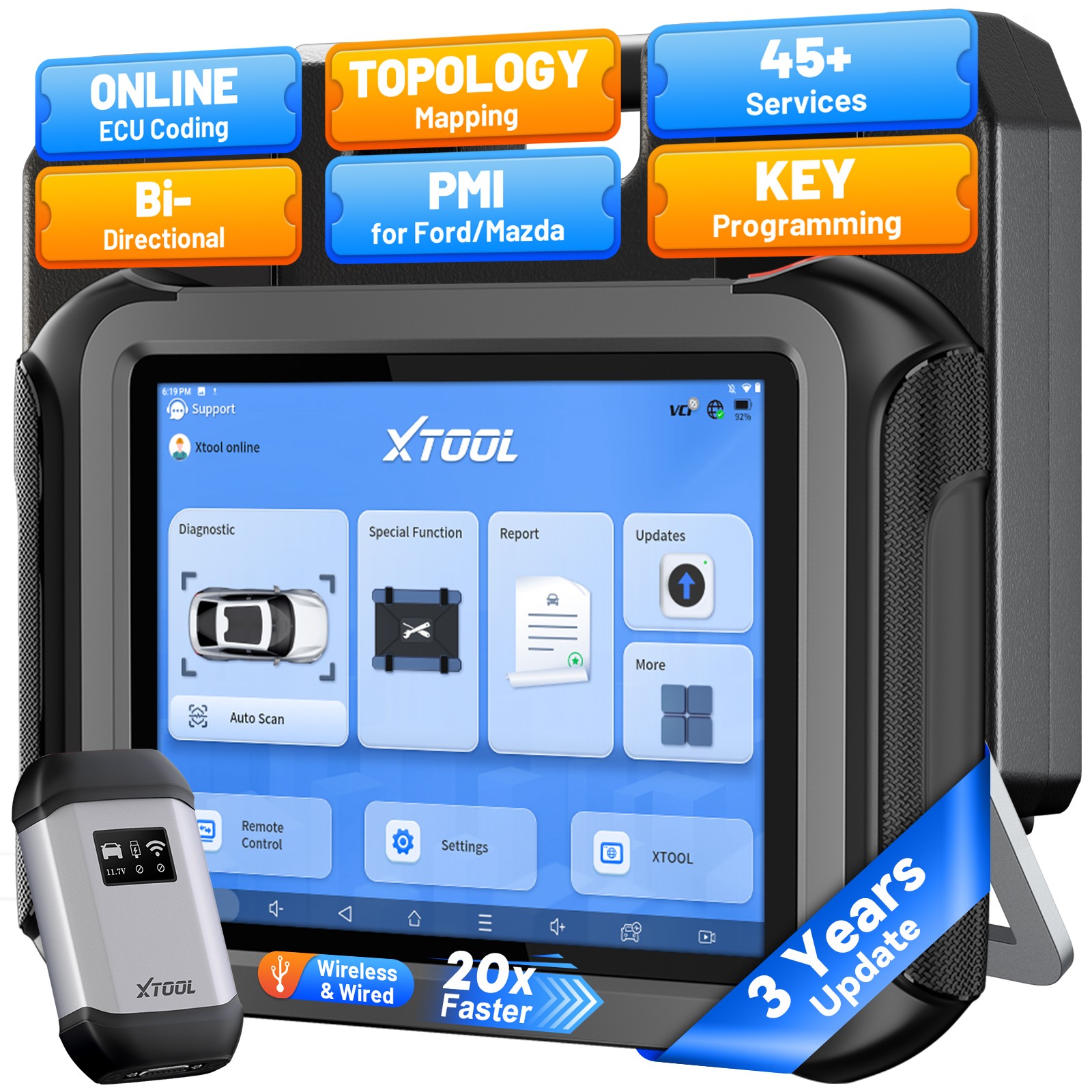 2025 Newest XTOOL D9S Online ECU Coding Full System Diagnostic Scanner 45+Resets