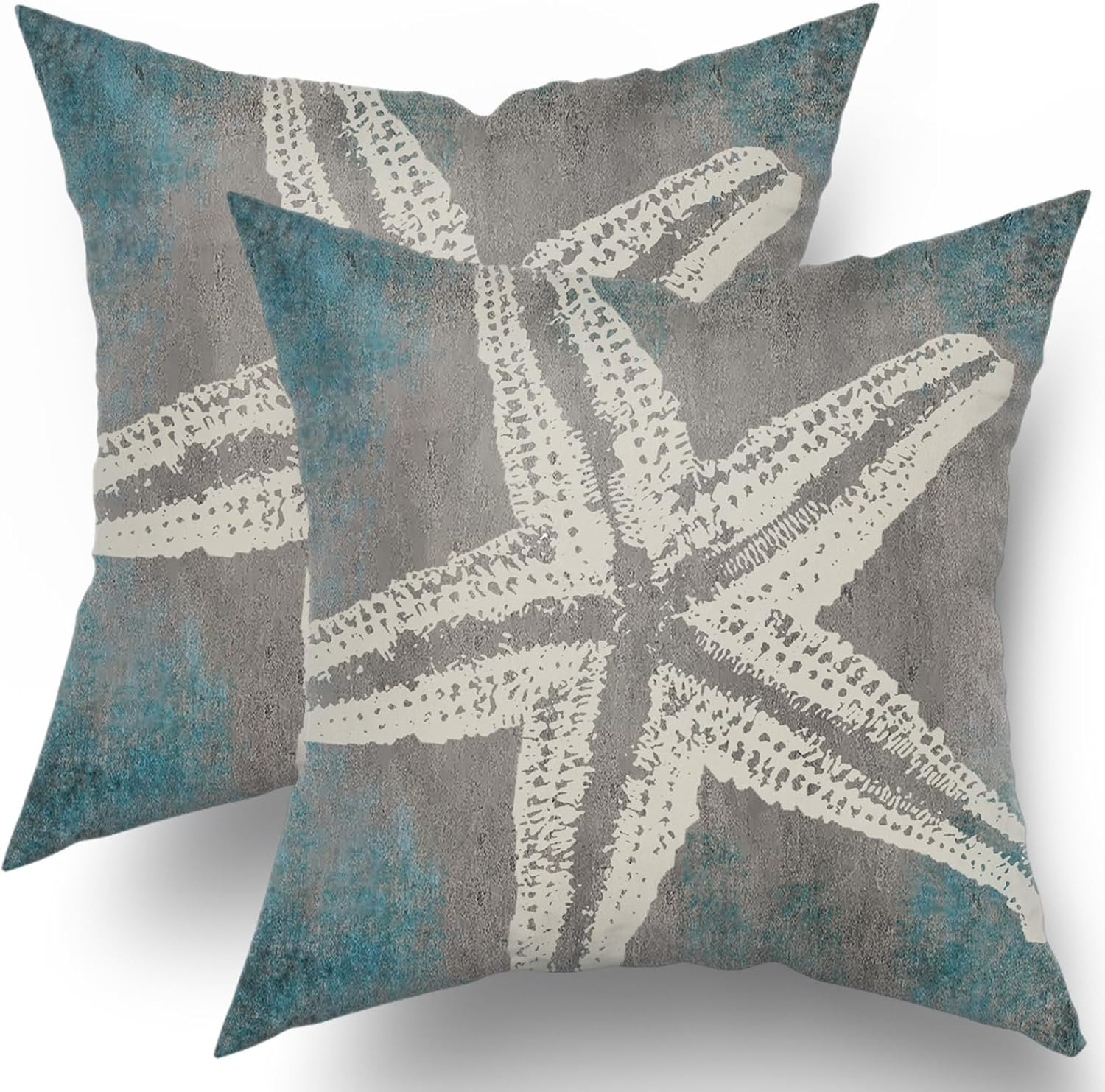 Vintage Starfish Pillow Cover 18x18 Inch Set of 2 Coastal Beachy Nautical Decora