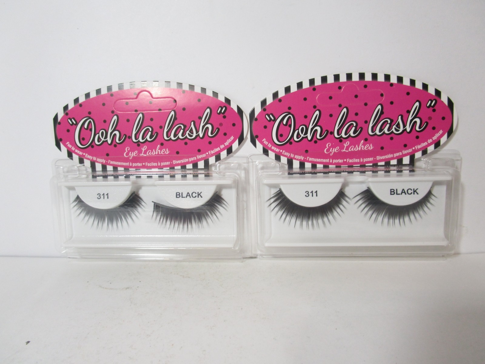 Ooh la lash Eye Eyelashes 311 BLACK False Eyelashes, 2 PAIRS - New!