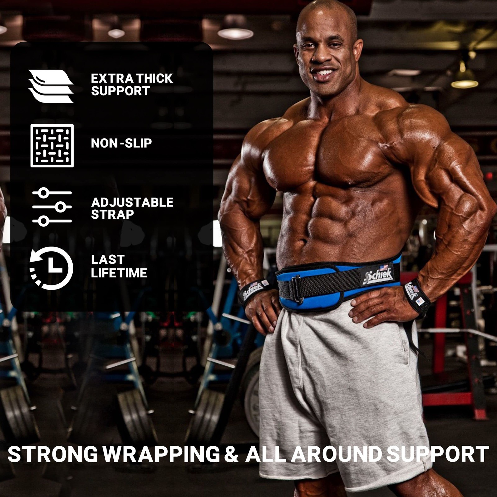 Schiek Sports Model 1000-BPS Basic 20 Padded Lifting Straps - Black