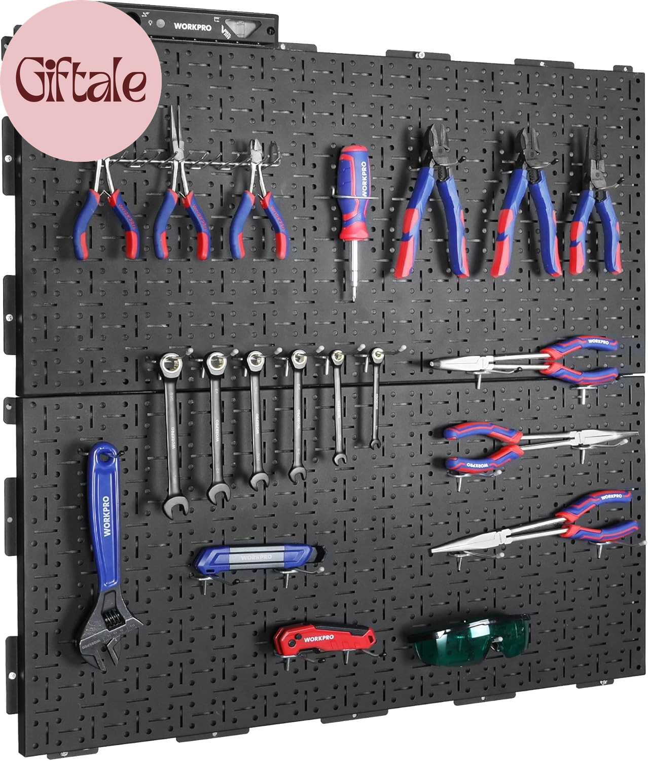 Metal Pegboard 16”X 32” Steel Panel with round Holes & Vertical Slots, Black Hea