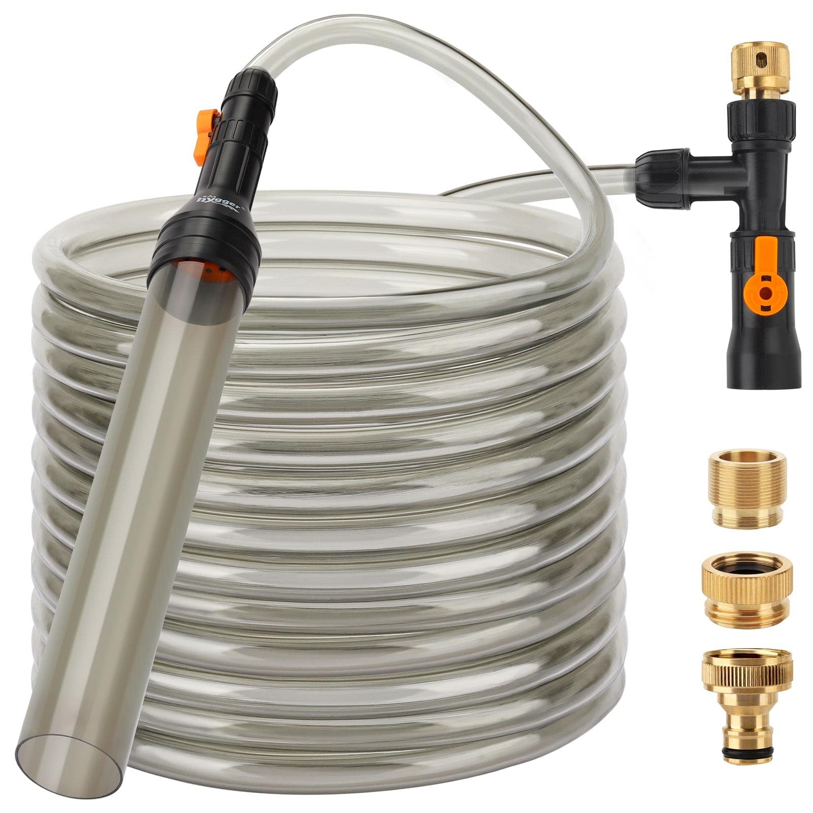 Aquarium Water Changer Siphon Gravel Cleaner 49ft Hose Metal Faucet Connector Fi
