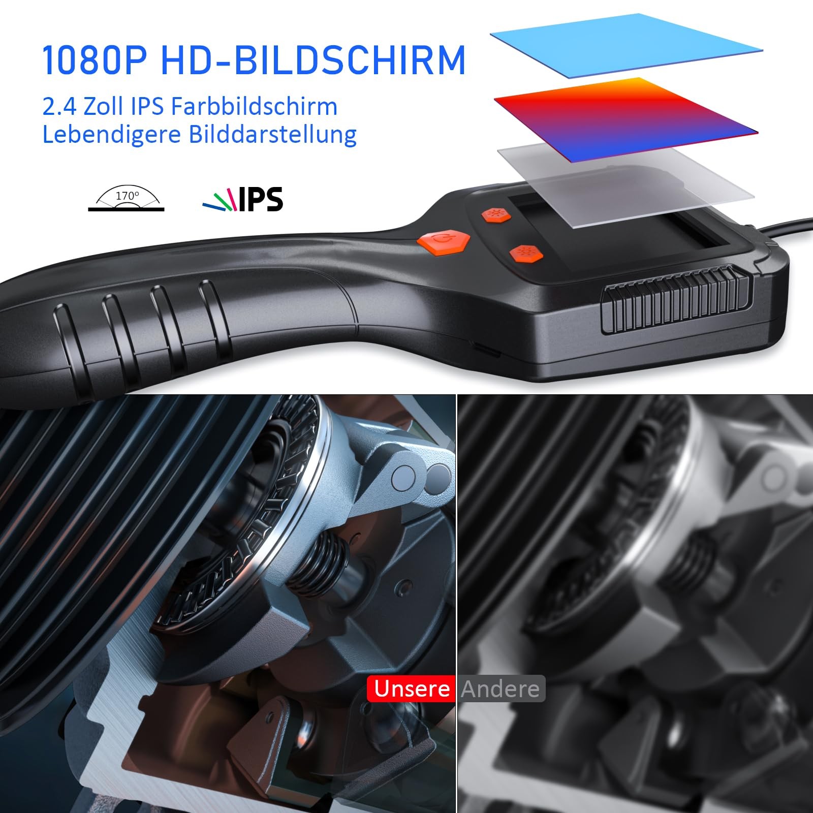Endoscope Camera with Light, 1080P HD Borescope, IP67 Waterproof Snake Camera...