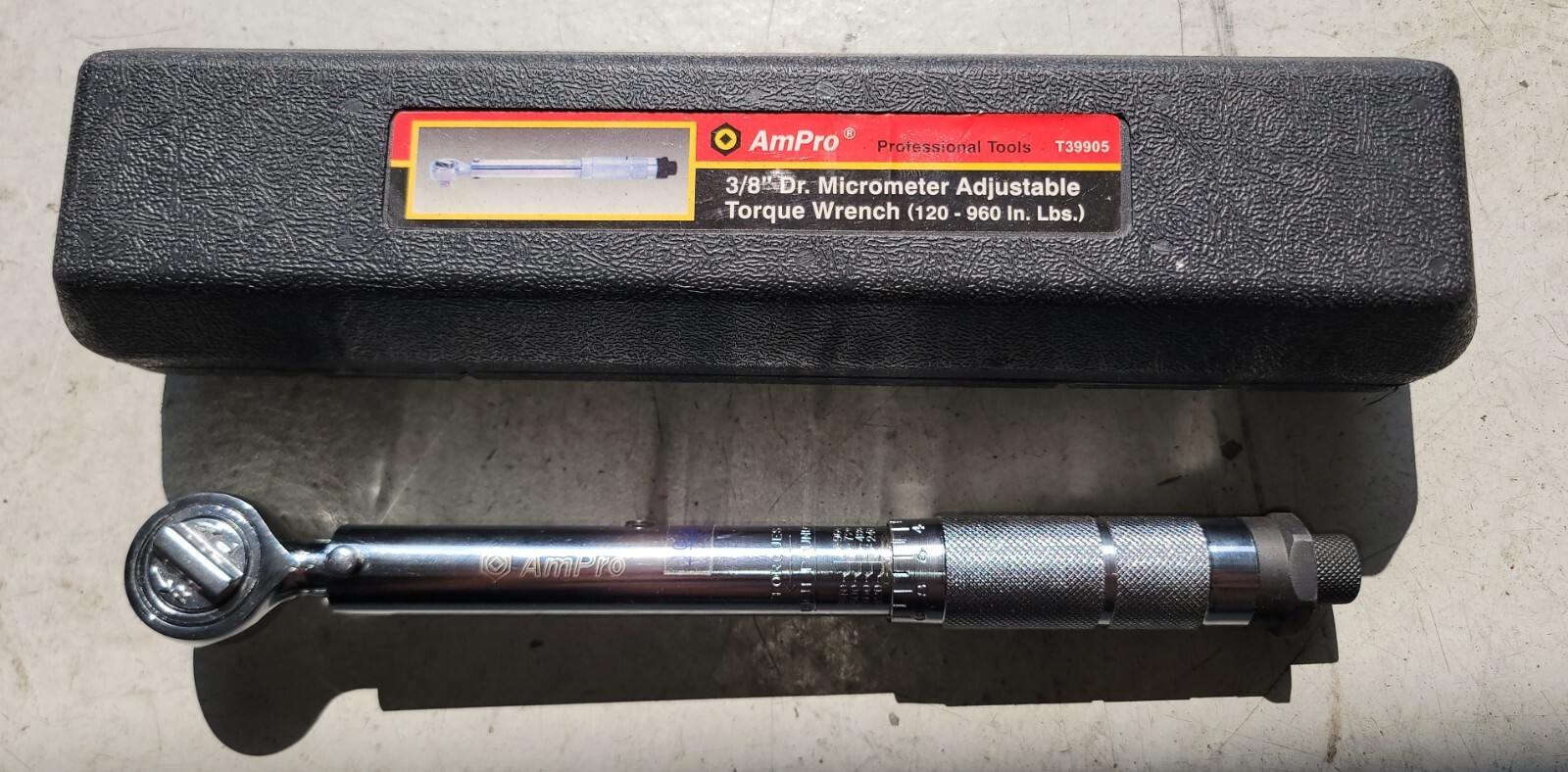 AmPro 3/8” Adjustable Micrometer, Torque Wrench 120-960 Inch Lbs T39905