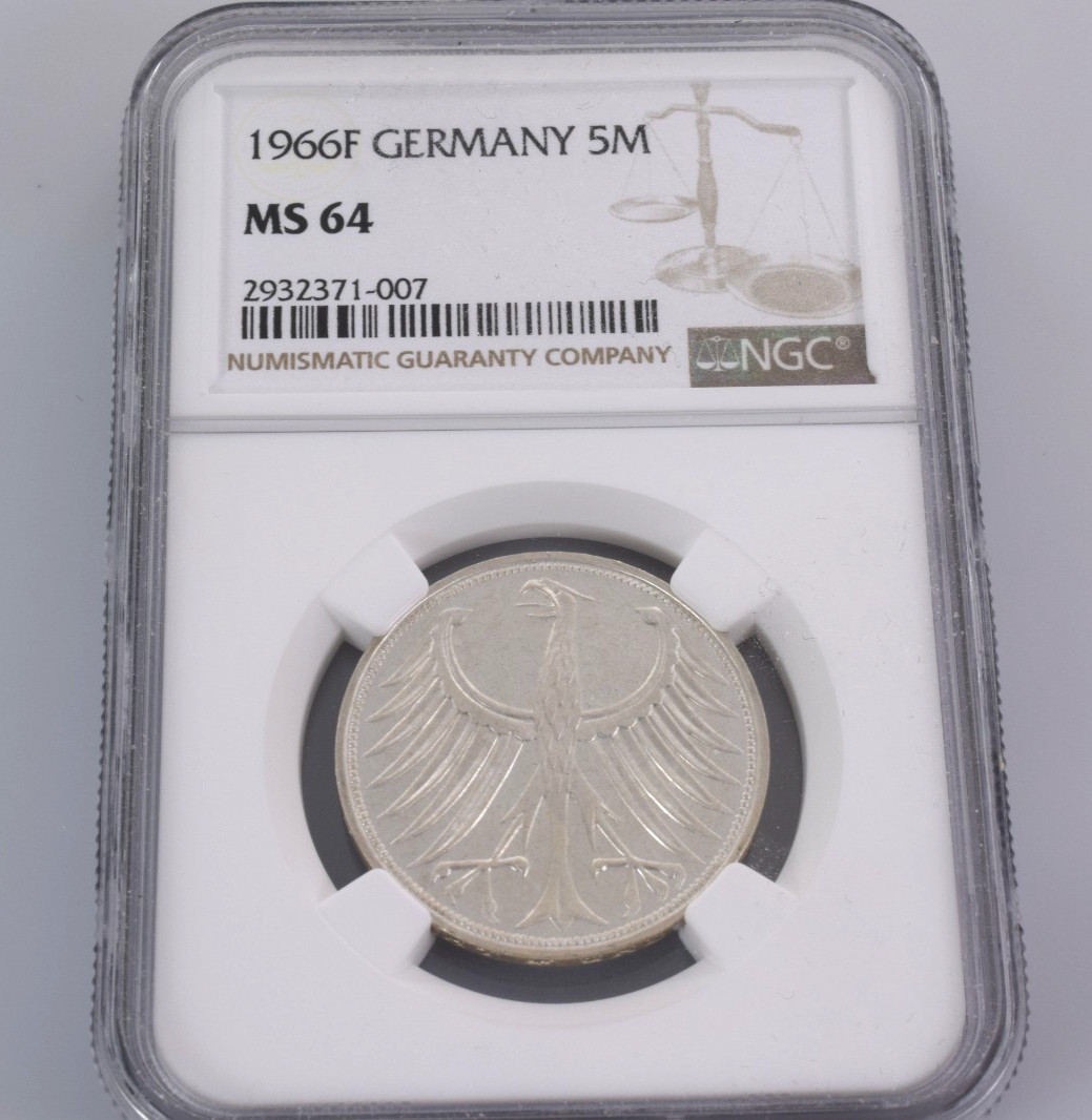 1966 F Germany 5 Mark MS64