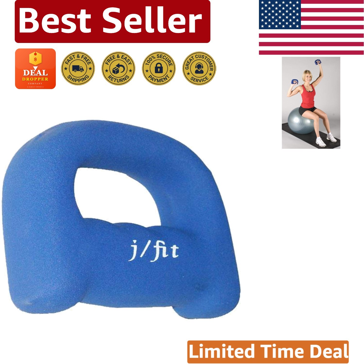 Ergonomic Neoprene Hand Weights 1LB-5LB - Durable D Grip Dumbbells for Fitness