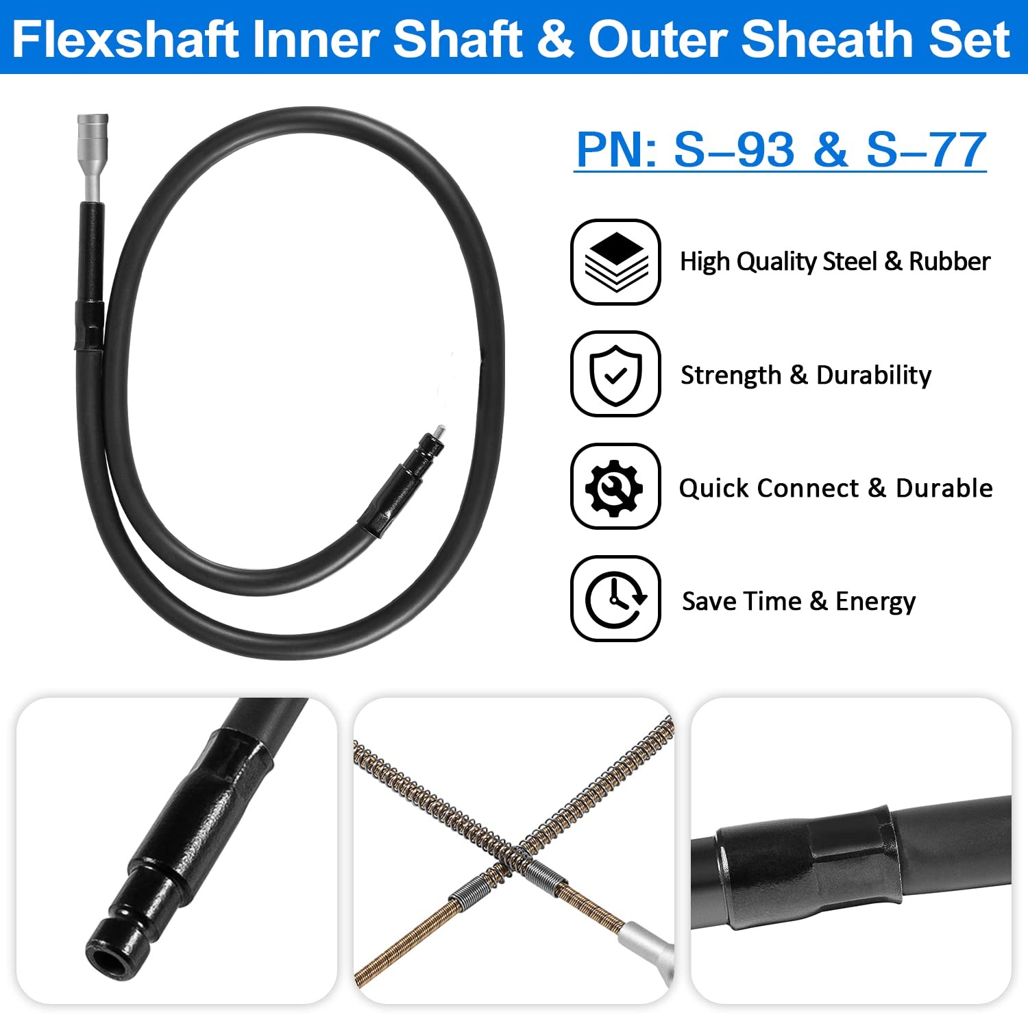 for Foredom Flexshaft S-93 Inner Shaft Cable & S-77 Outer Sheath Set