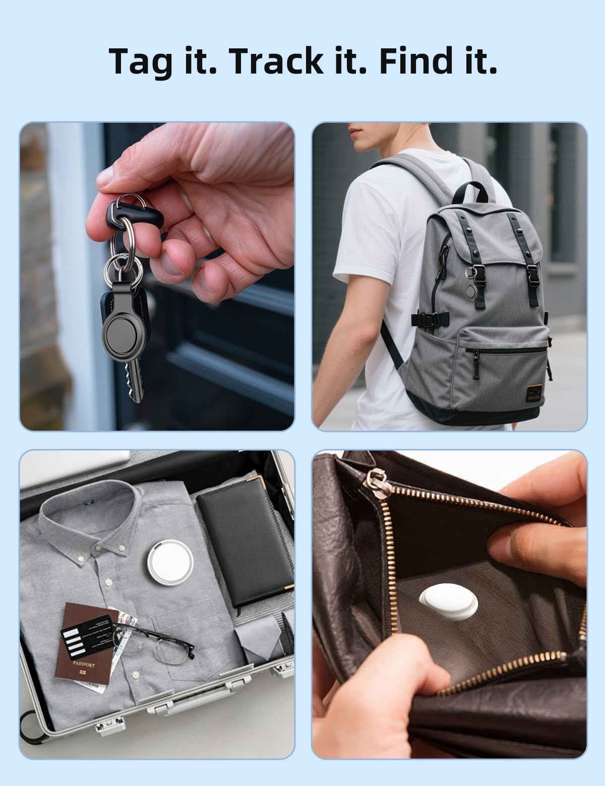 [Apple MFi Certified] Air Tracker Tags-4 Pack, Bluetooth Tracker Smart Tag, W...