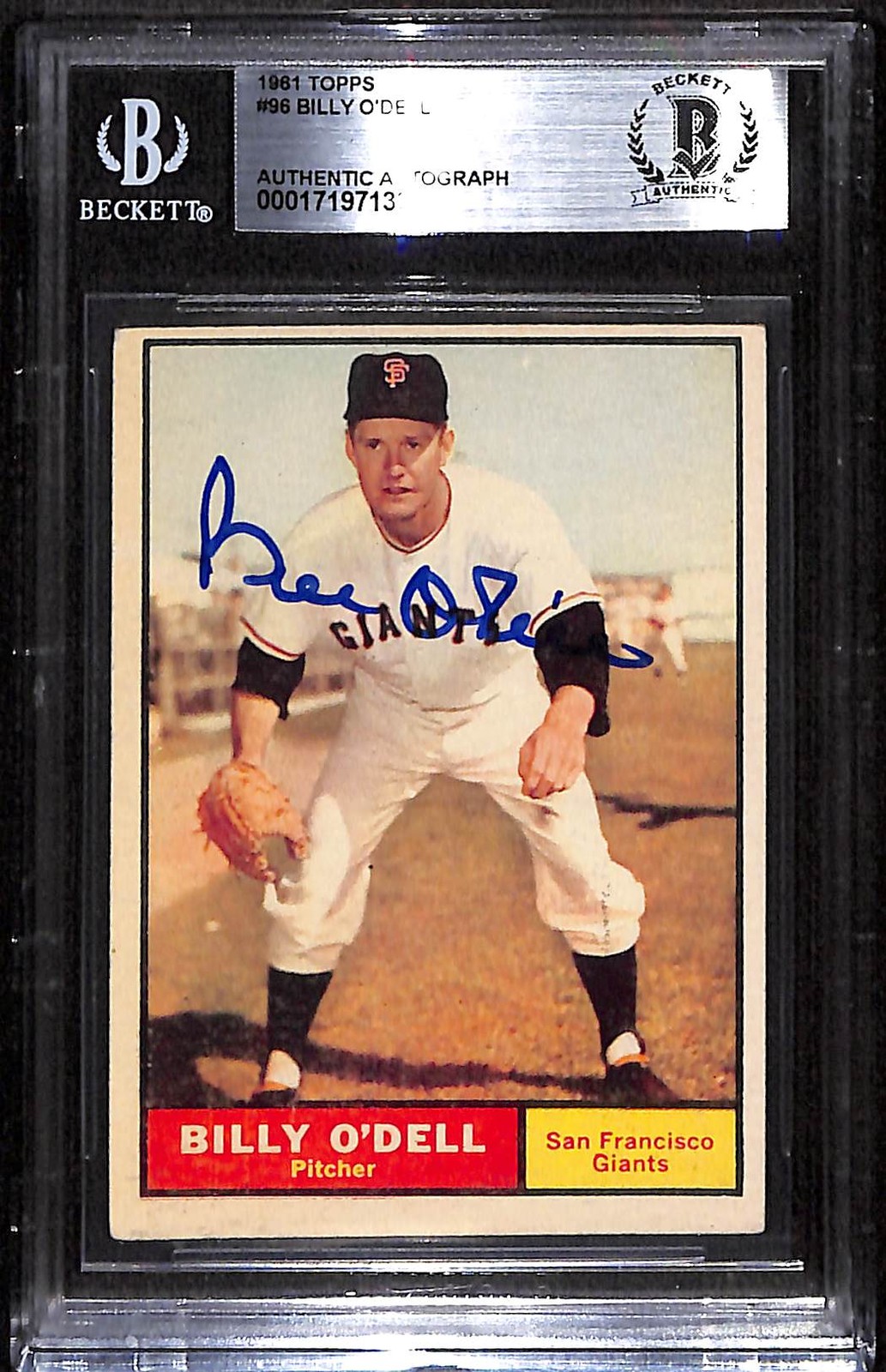 1961 Topps 96 Billy O Dell  BGS Auto Autographed BVG Authentic C92412