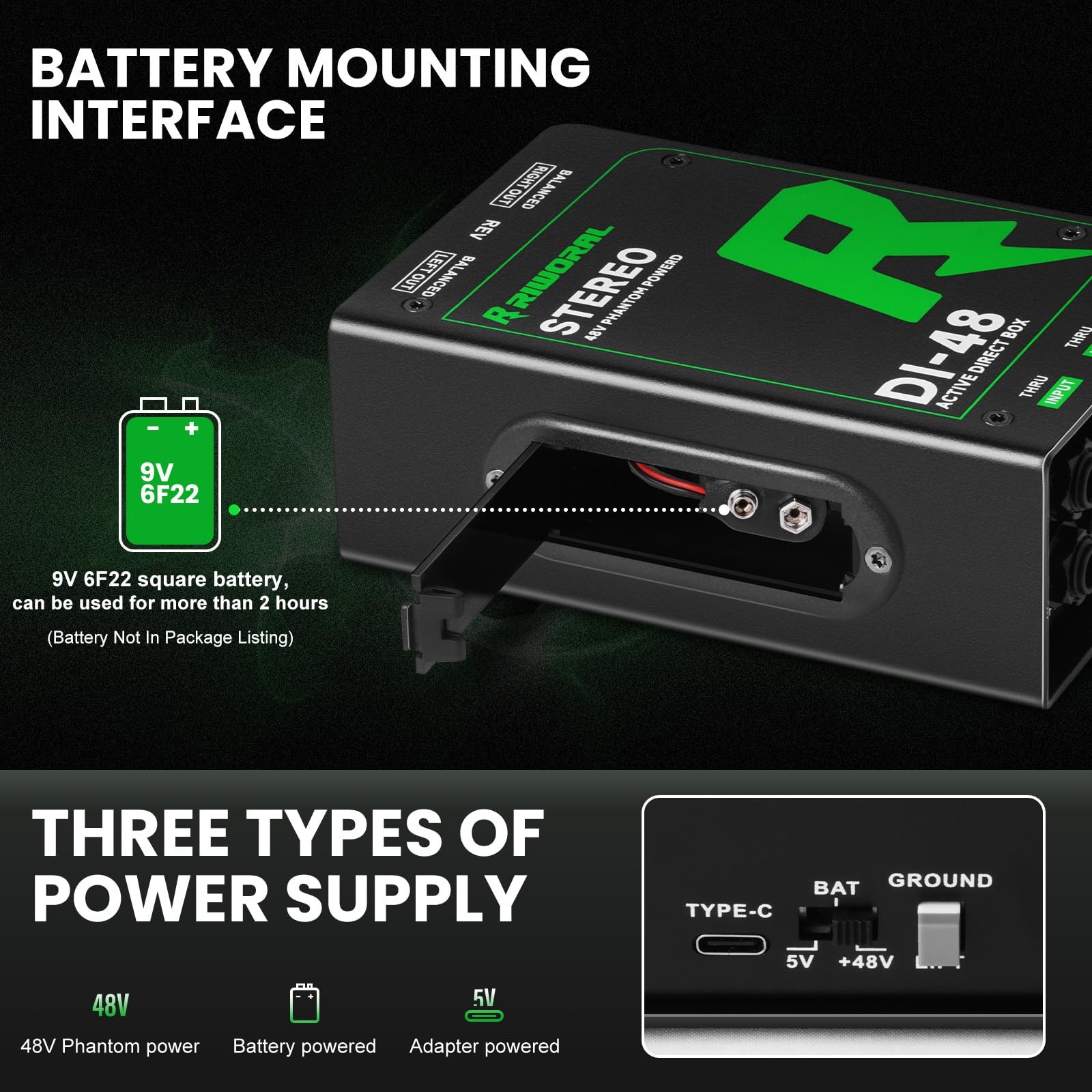 Direct Box with Dual 1/4” High-Impedance Stereo Inputs Di Boxes Active