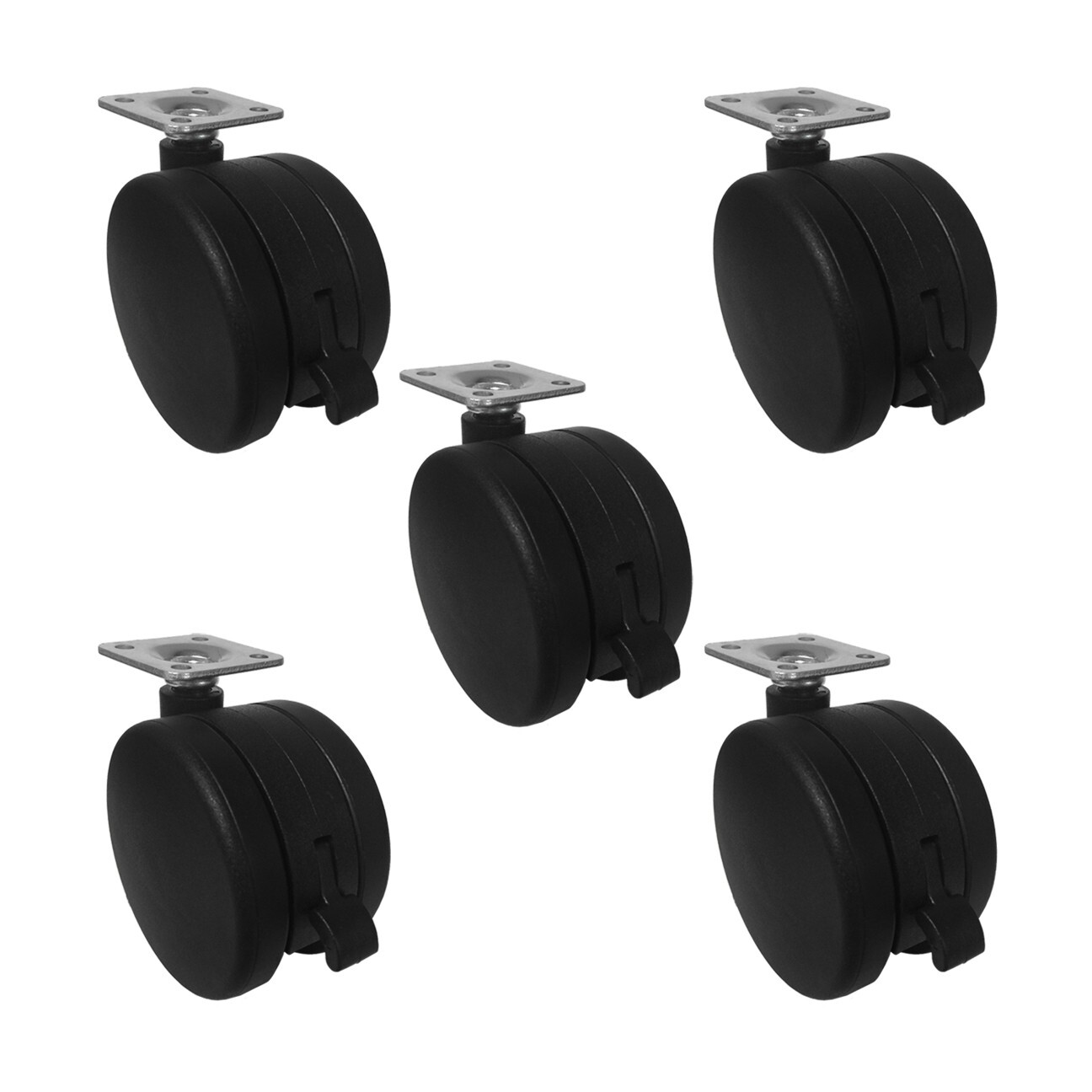 3’’ Furniture Caster w/ Manual Brake & Mounting Plate | Set of 5 | R-S4817-5/Bag