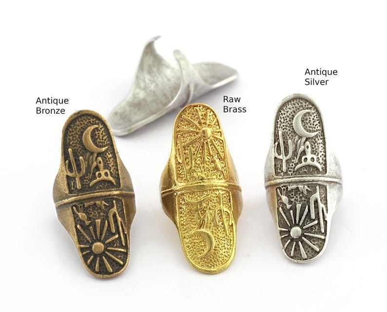 Sun Moon Cactus Bird Nature Ring,Adjustable Ring 45mm Raw brass 8us size 3911