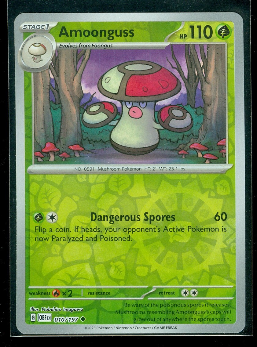 Pokemon AMOONGUSS 010/197 Obsidian Flames Rev Holo - - MINT