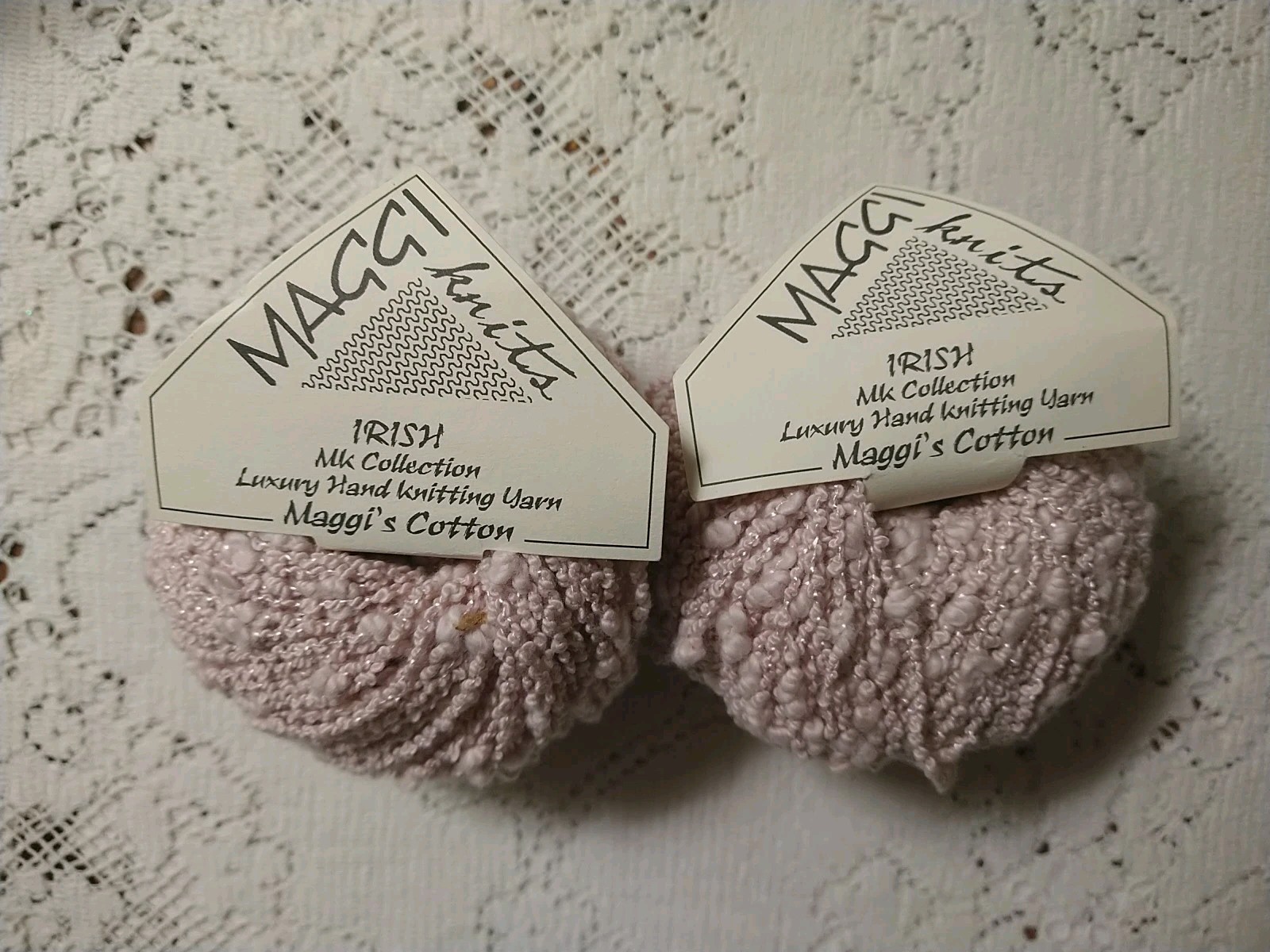 Lot of 2 Maggi Knits Irish MK Collection Cotton Yarn Italy Boucle Style 50g 77 y