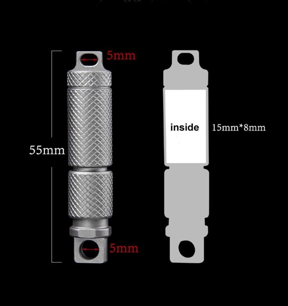 EDC Mini Titanium Alloy Waterproof Case Portable Keychain Pendant Multi Tool