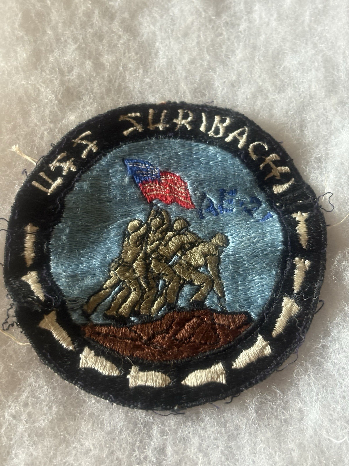 USN 5” USS SURIBACHI-AE-21-1960’s patch-Full Embroidery-CE-NG-3/4” tear on edge