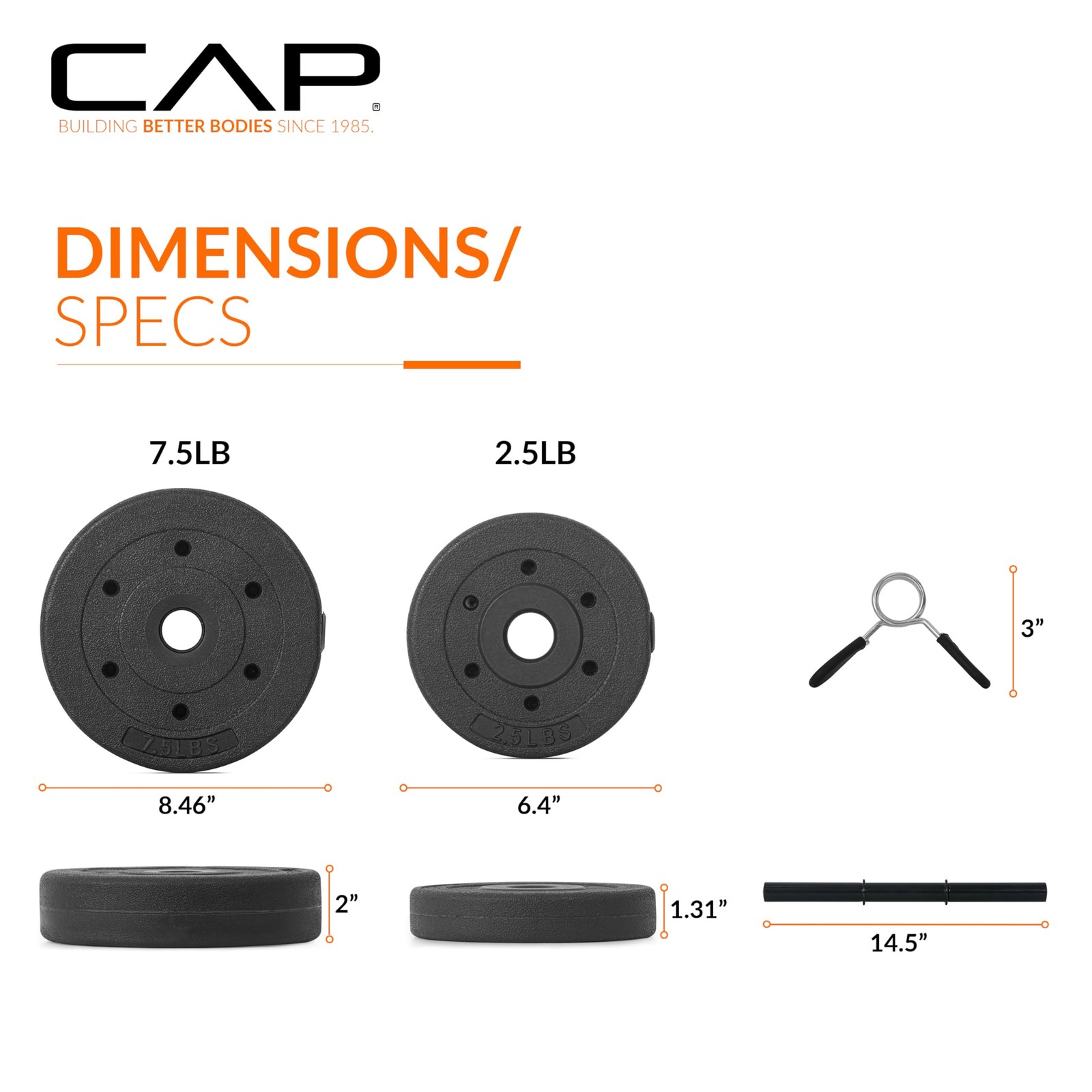 CAP Barbell 40-Pound Adjustable Cement Dumbbell Set – Versatile Medium, Black
