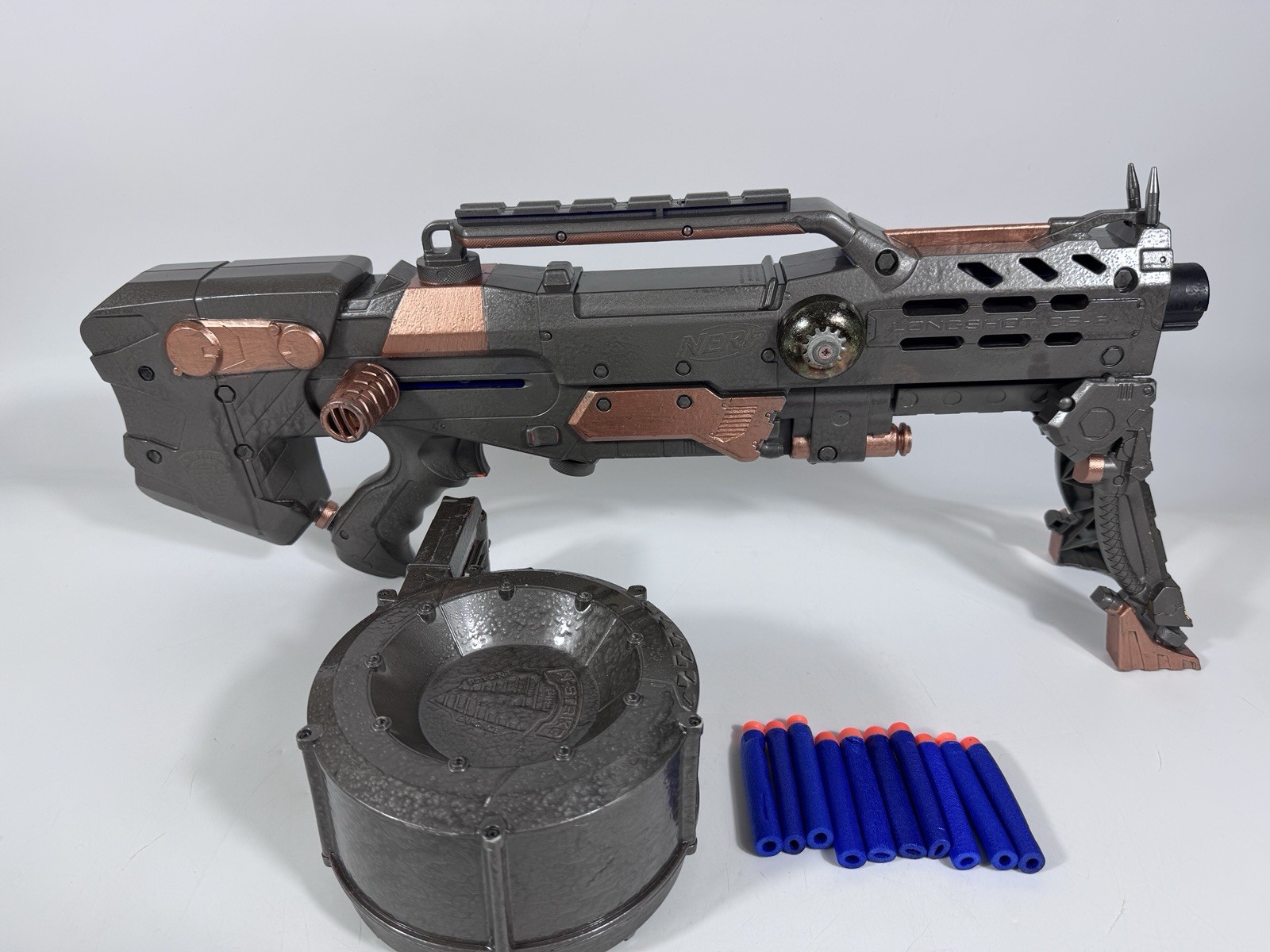 Modded Nerf Longshot CS-6 Blaster With Drum Clip - Custom Paint