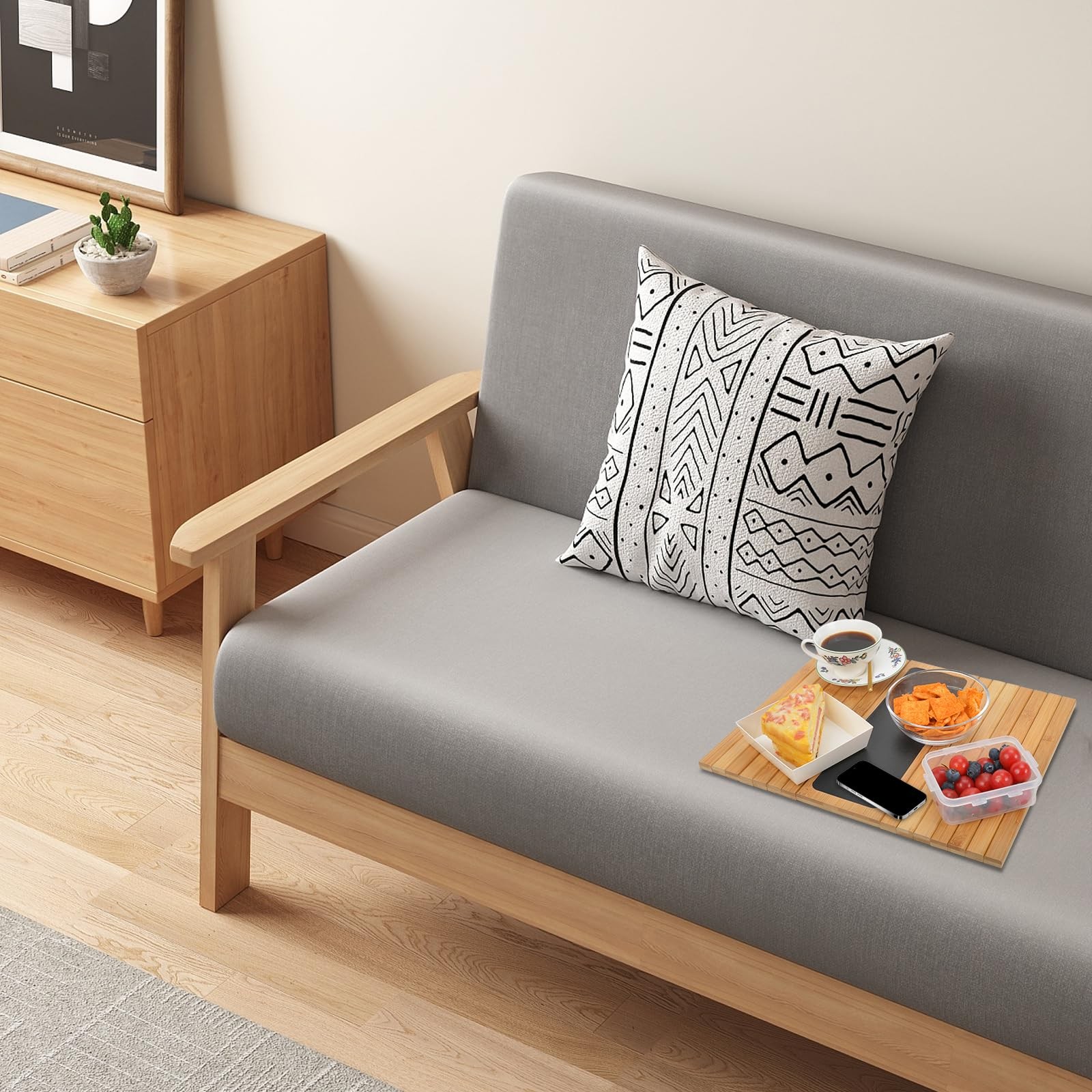 Couch Arm Tray, Sofa Armrest Tray Table, Adjustable and Foldable Couch Arm Ta...
