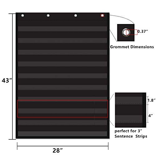 Vnom Standard Pocket Chart Clear 10 Pockets Chart For Classroom & Home