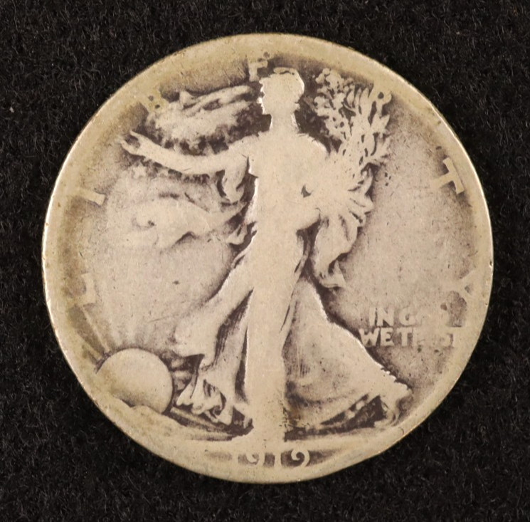 Early Date 1919-S Walking Liberty Half - G Cond w-Decent Appearance (#JW02-006)