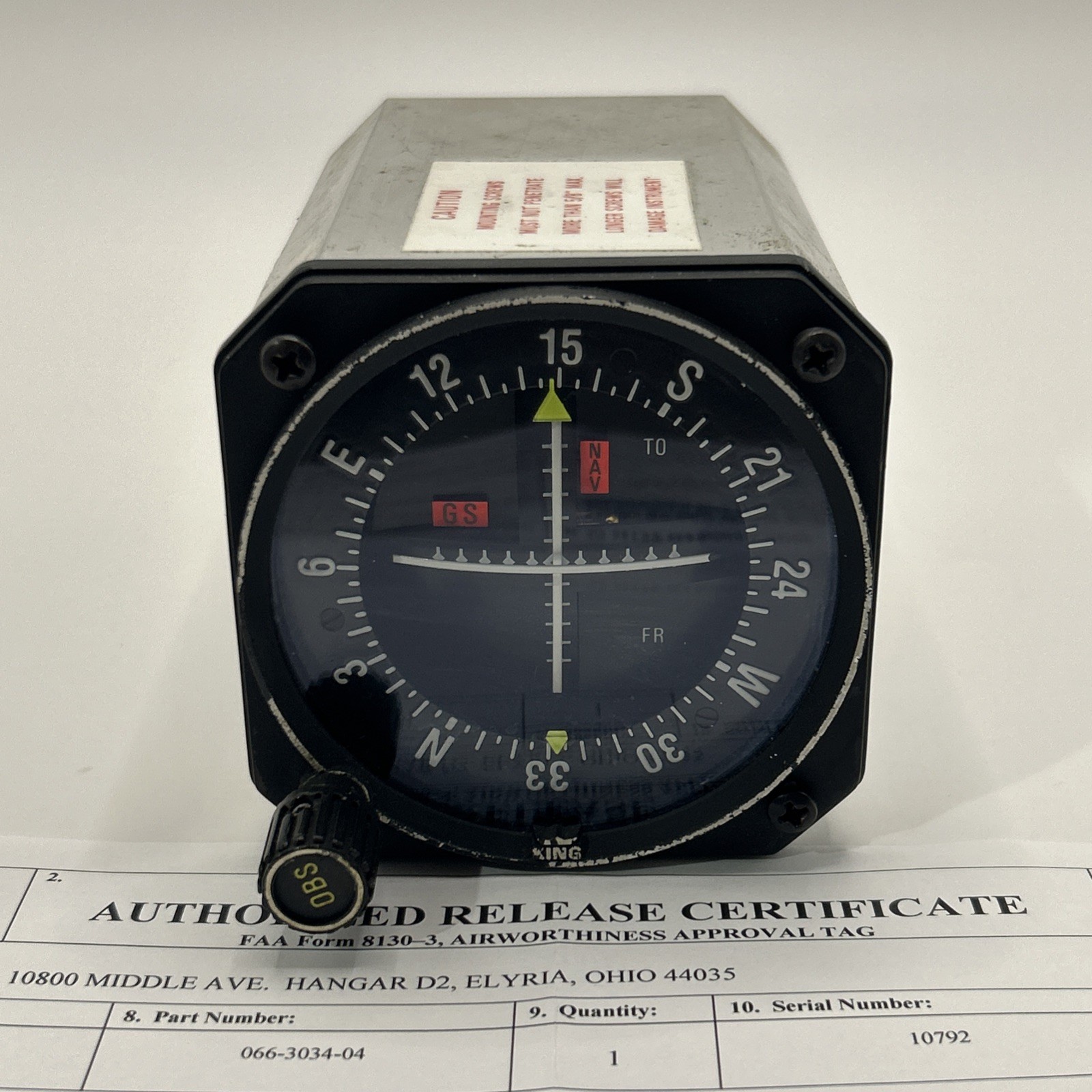 King KI 206 GPS / VOR / LOC / Glideslope Indicator PN 066-3034-04 With New 8130