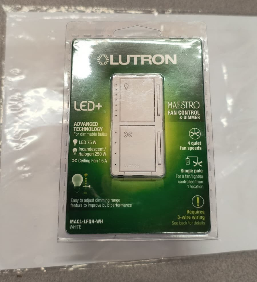 Lutron Maestro Fan Control and Light Dimmer MACL-LFQH-WH-White
