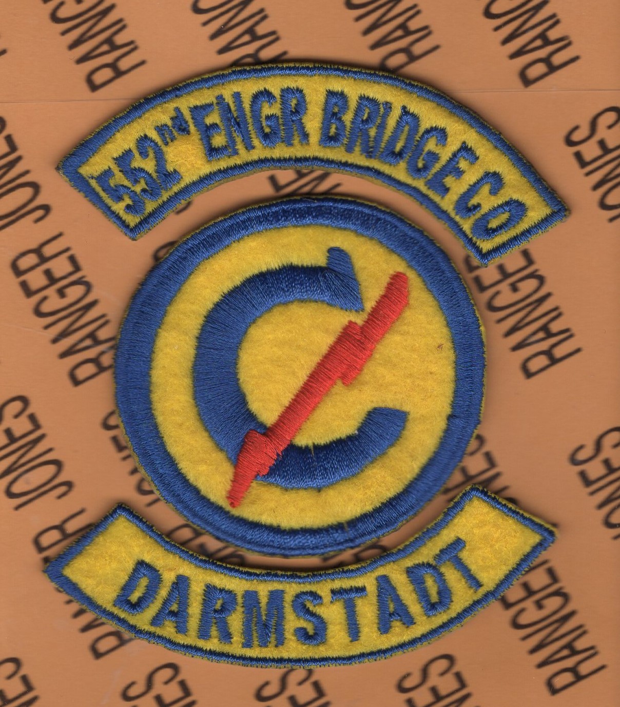 552nd Engineer Bridge Company Constabulary Darmstadt Germany 3.5" patch tab set