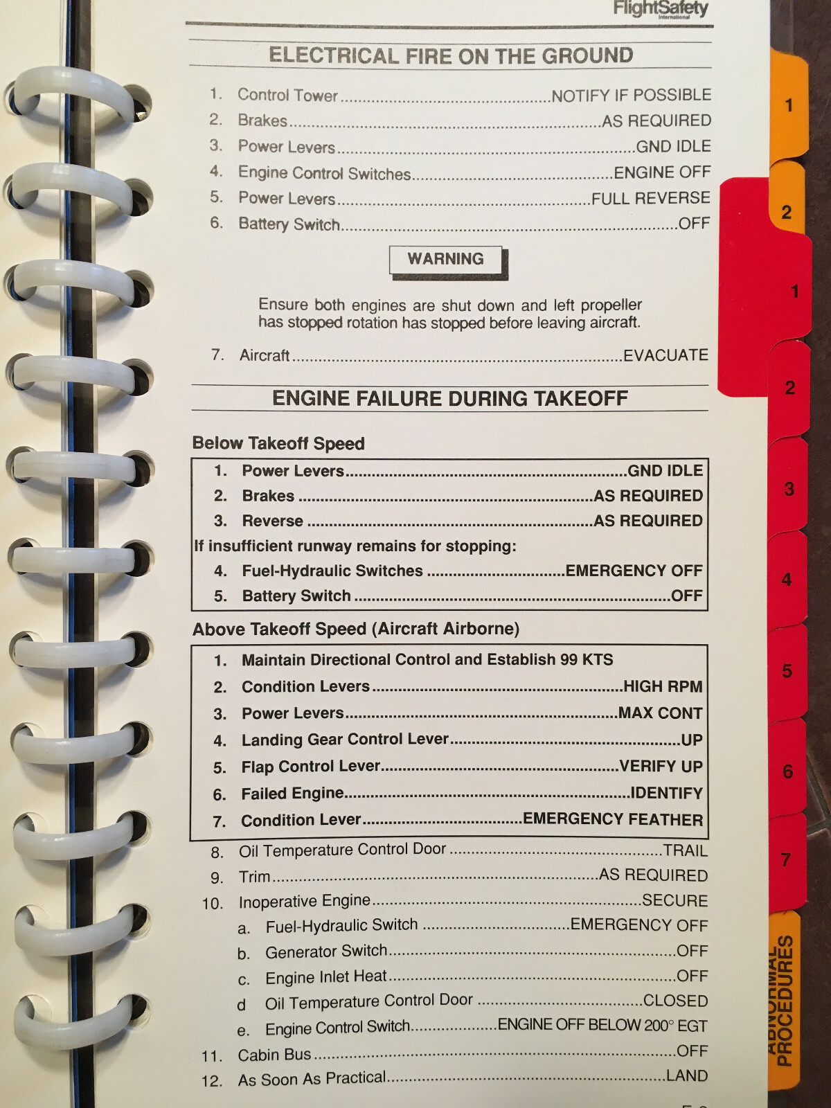Emergency-Abnormal Procedures Pilot Checklist for Commander Jetprop 1000.